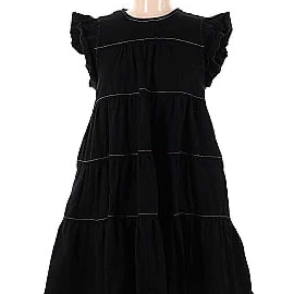 Chic Black Ruffle Sleeve Dress